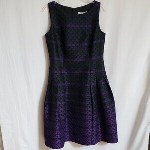 Carmen Marc Valvo - Black and Purple Lined Dress.  Size 8